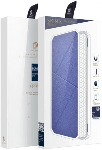 Dux Ducis Skin X Series Apple iPhone 13 Mini Hoesje Book Case Blauw afbeelding 4