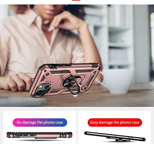 Apple iPhone 13 Mini Hoesje Hybride Kickstand Back Cover Roze afbeelding 8