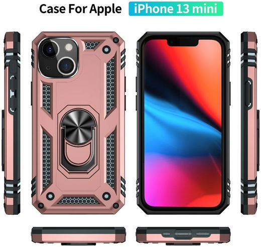 Apple iPhone 13 Mini Hoesje Hybride Kickstand Back Cover Roze afbeelding 9