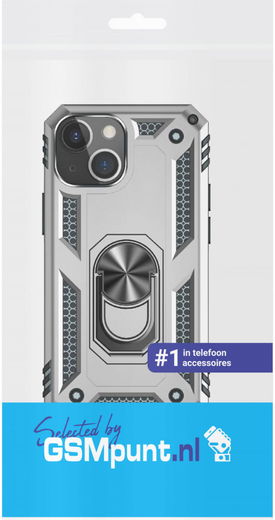Apple iPhone 13 Mini Hoesje Hybride Kickstand Back Cover Zilver afbeelding 3