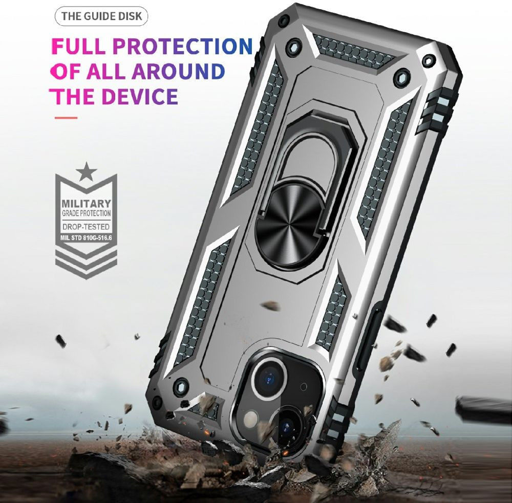 Apple iPhone 13 Mini Hoesje Hybride Kickstand Back Cover Zilver afbeelding 5