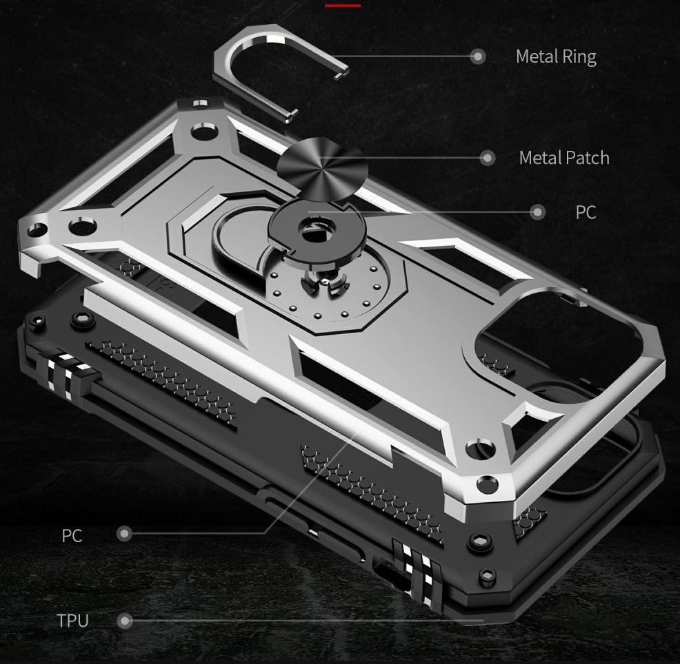 Apple iPhone 13 Mini Hoesje Hybride Kickstand Back Cover Zilver afbeelding 8