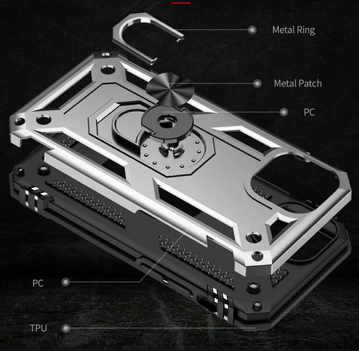 Apple iPhone 13 Mini Hoesje Hybride Kickstand Back Cover Zilver afbeelding 8