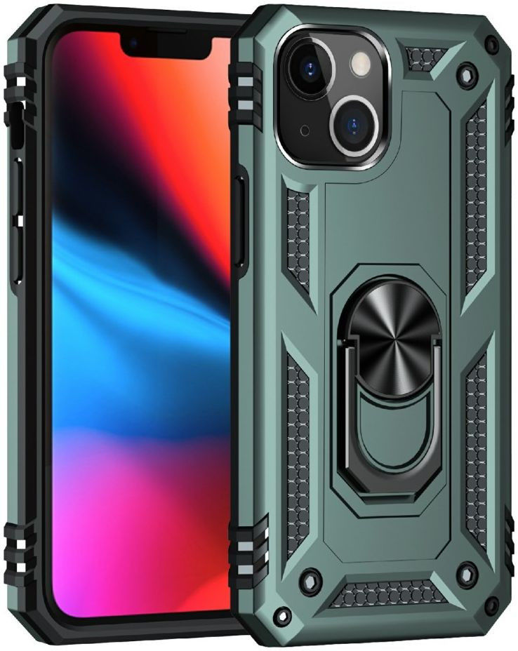 Apple iPhone 13 Mini Hoesje Hybride Kickstand Back Cover Groen afbeelding 1