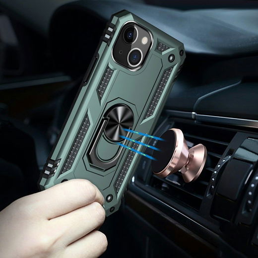 Apple iPhone 13 Mini Hoesje Hybride Kickstand Back Cover Groen afbeelding 4