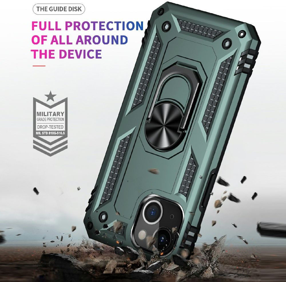 Apple iPhone 13 Mini Hoesje Hybride Kickstand Back Cover Groen afbeelding 5