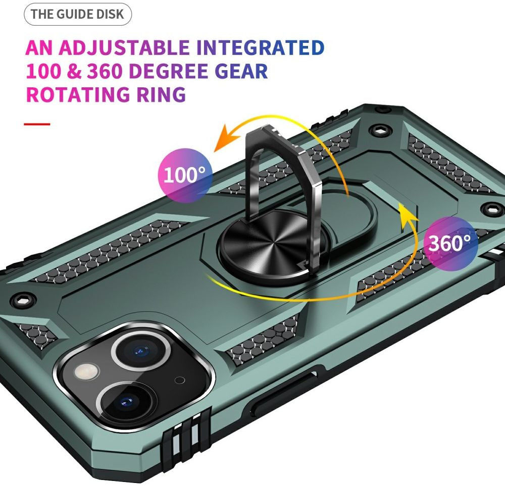 Apple iPhone 13 Mini Hoesje Hybride Kickstand Back Cover Groen afbeelding 6