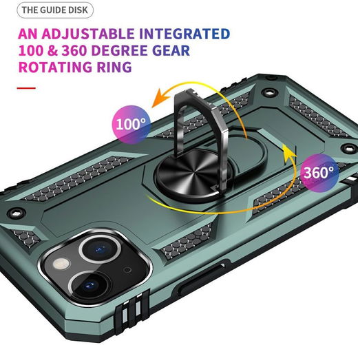 Apple iPhone 13 Mini Hoesje Hybride Kickstand Back Cover Groen afbeelding 6