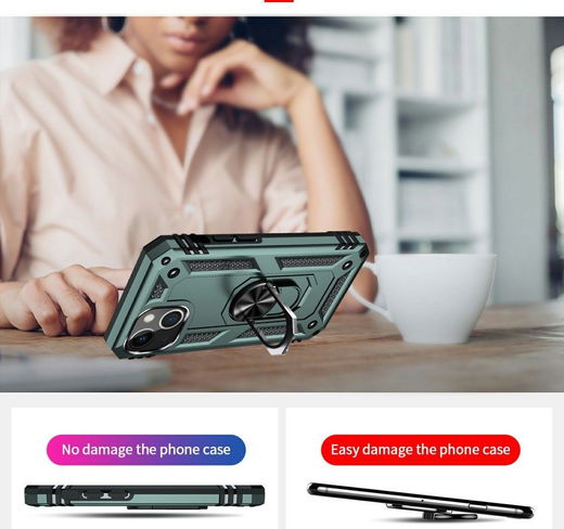 Apple iPhone 13 Mini Hoesje Hybride Kickstand Back Cover Groen afbeelding 7