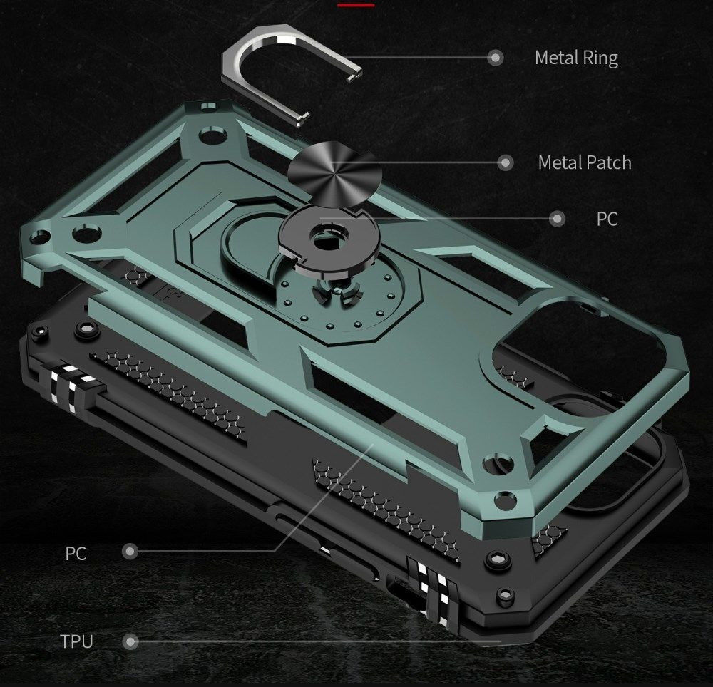 Apple iPhone 13 Mini Hoesje Hybride Kickstand Back Cover Groen afbeelding 8