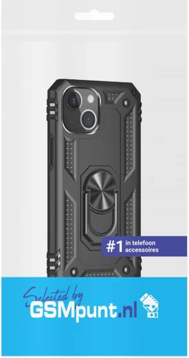 Apple iPhone 13 Hoesje Hybride Kickstand Back Cover Zwart afbeelding 3
