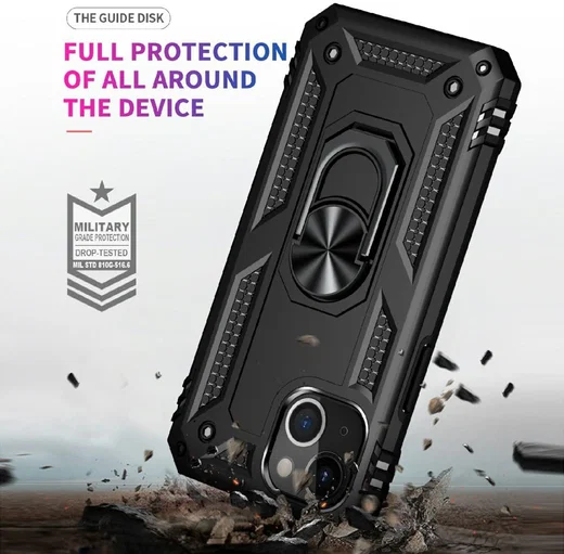 Apple iPhone 13 Hoesje Hybride Kickstand Back Cover Zwart afbeelding 6