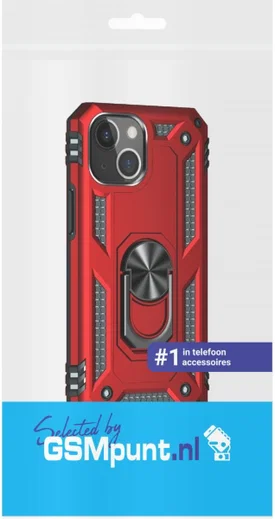 Apple iPhone 13 Hoesje Hybride Kickstand Back Cover Rood afbeelding 3