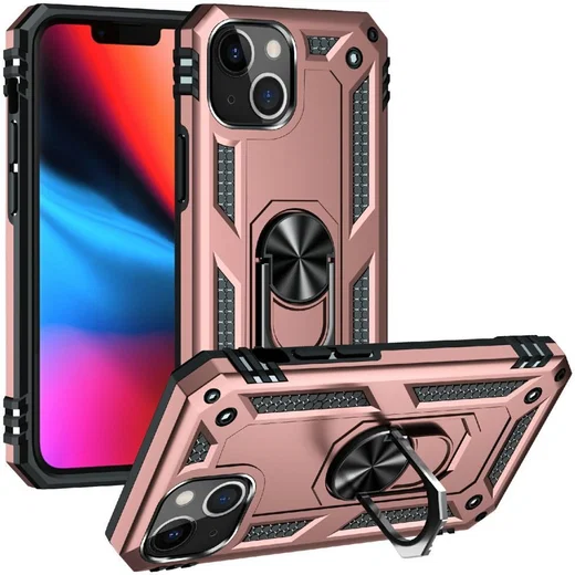 Apple iPhone 13 Hoesje Hybride Kickstand Back Cover Roze afbeelding 2