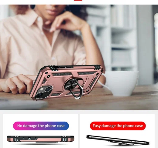 Apple iPhone 13 Hoesje Hybride Kickstand Back Cover Roze afbeelding 4