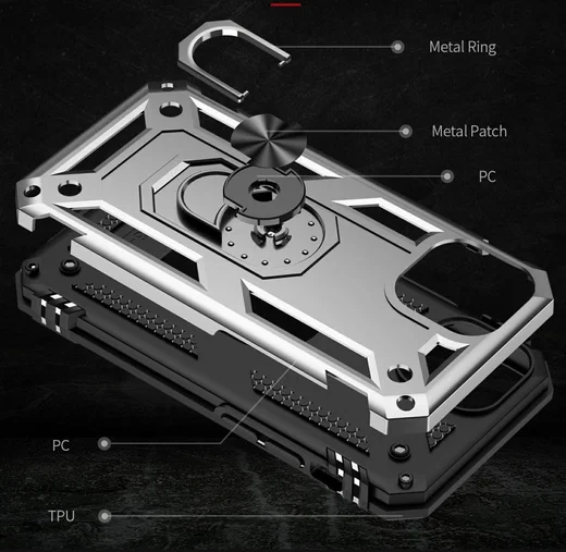 Apple iPhone 13 Hoesje Hybride Kickstand Back Cover Zilver afbeelding 8
