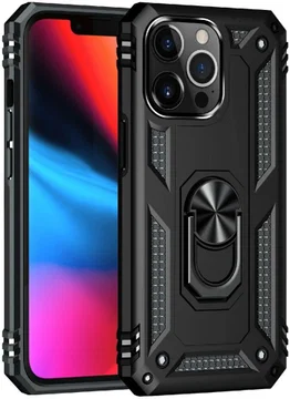 Apple iPhone 13 Pro Hoesje Hybride Kickstand Back Cover Zwart