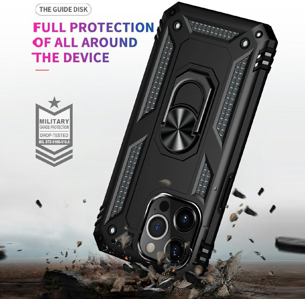 Apple iPhone 13 Pro Hoesje Hybride Kickstand Back Cover Zwart afbeelding 5