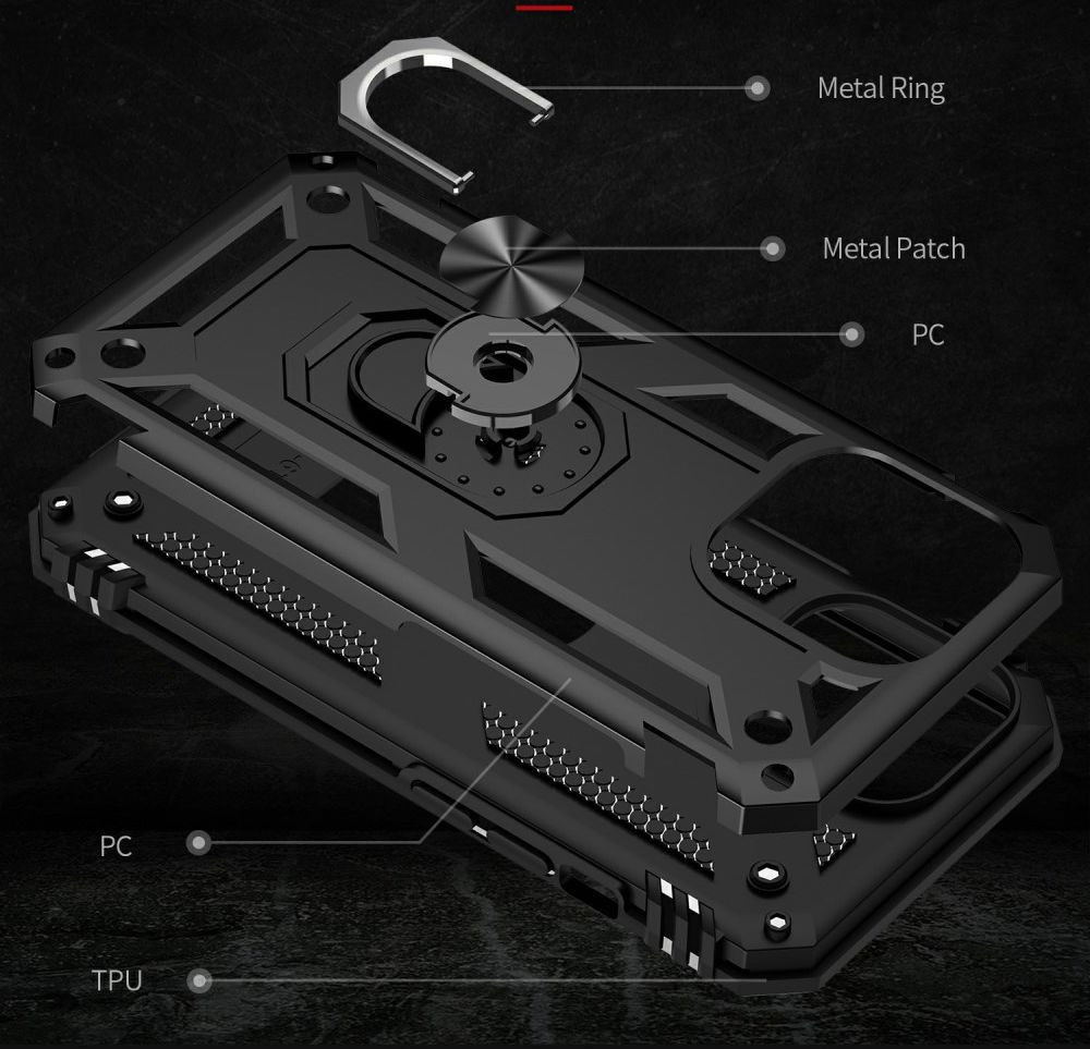 Apple iPhone 13 Pro Hoesje Hybride Kickstand Back Cover Zwart afbeelding 6