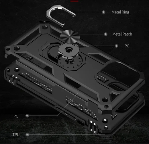 Apple iPhone 13 Pro Hoesje Hybride Kickstand Back Cover Zwart afbeelding 6