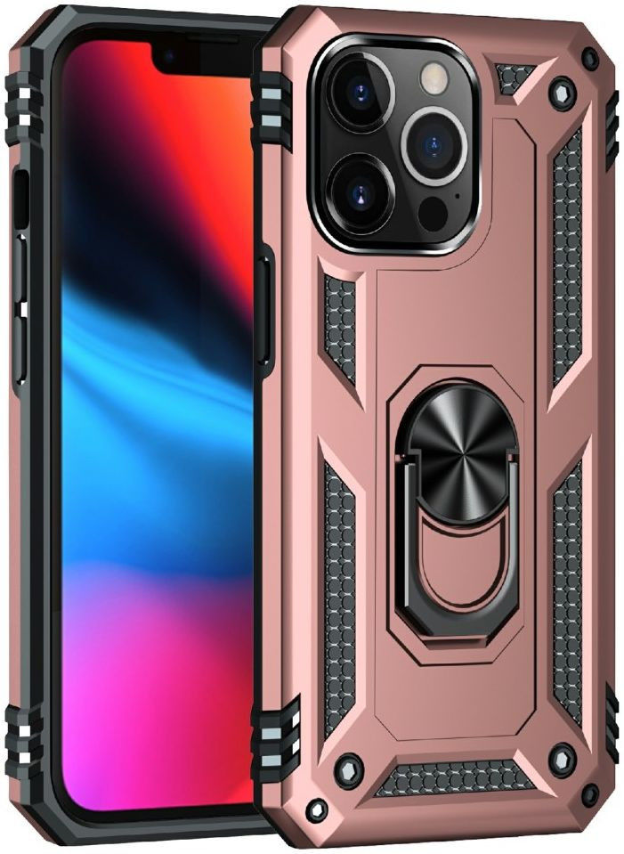 Apple iPhone 13 Pro Hoesje Hybride Kickstand Back Cover Roze afbeelding 1