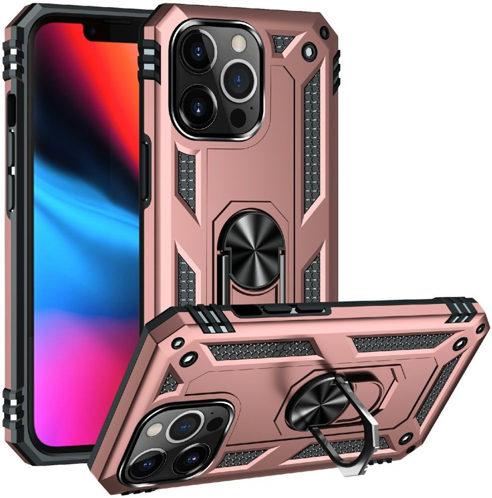 Apple iPhone 13 Pro Hoesje Hybride Kickstand Back Cover Roze afbeelding 2