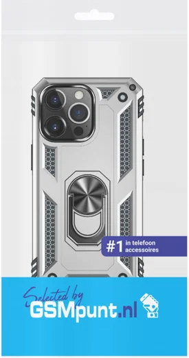 Apple iPhone 13 Pro Hoesje Hybride Kickstand Back Cover Zilver afbeelding 3