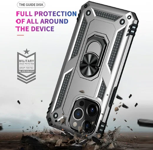 Apple iPhone 13 Pro Hoesje Hybride Kickstand Back Cover Zilver afbeelding 4