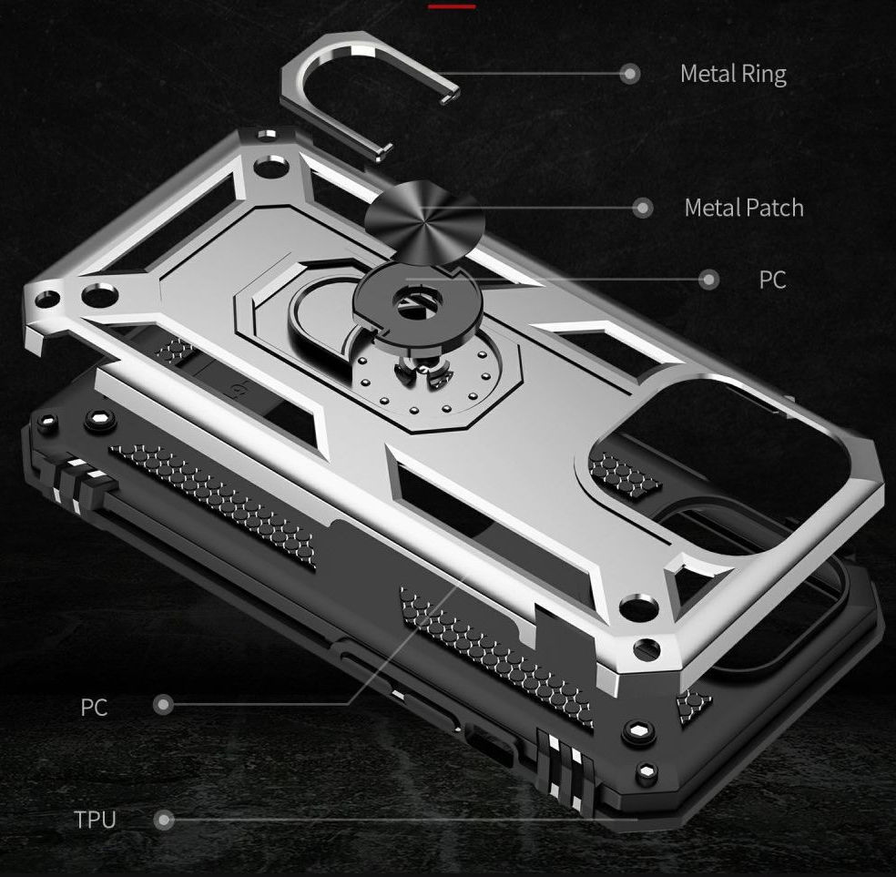 Apple iPhone 13 Pro Hoesje Hybride Kickstand Back Cover Zilver afbeelding 5