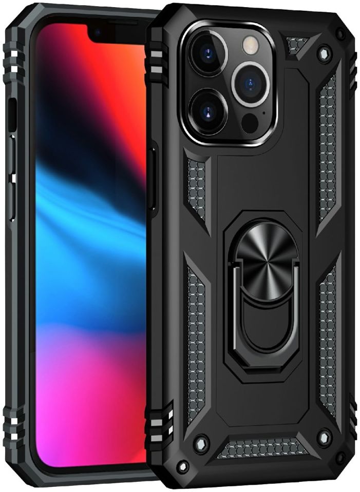 Apple iPhone 13 Pro Max Hoesje Hybride Kickstand Back Cover Zwart afbeelding 1