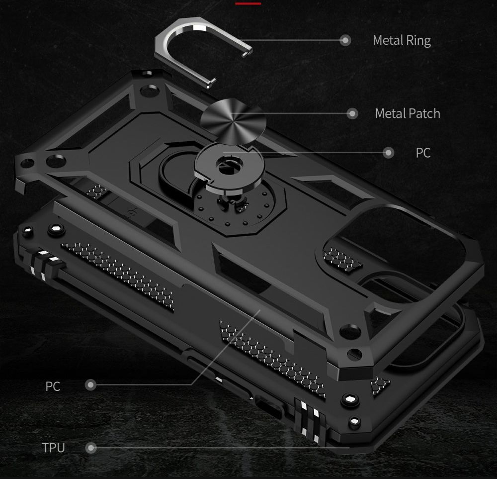 Apple iPhone 13 Pro Max Hoesje Hybride Kickstand Back Cover Zwart afbeelding 5