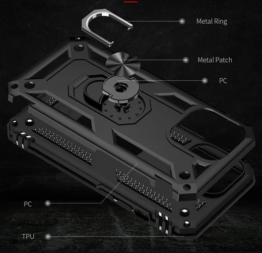 Apple iPhone 13 Pro Max Hoesje Hybride Kickstand Back Cover Zwart afbeelding 5