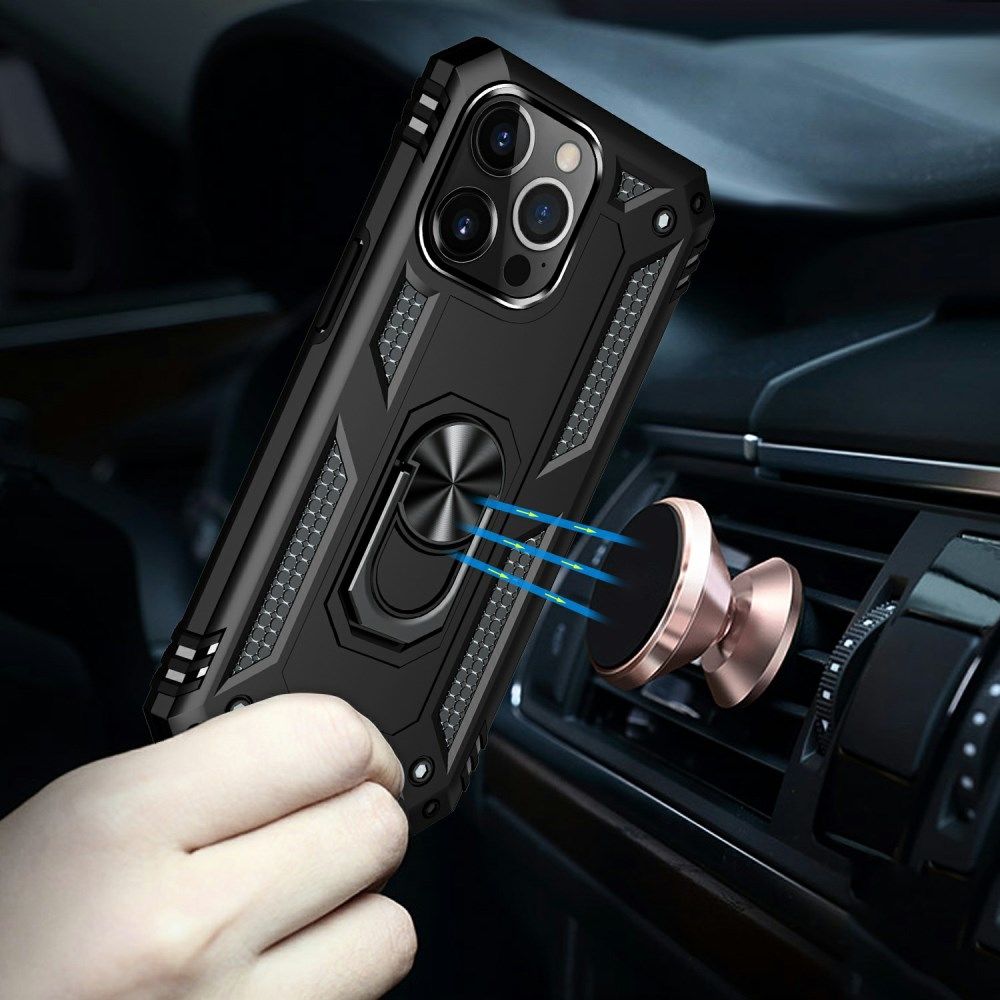 Apple iPhone 13 Pro Max Hoesje Hybride Kickstand Back Cover Zwart afbeelding 6