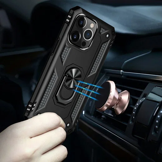 Apple iPhone 13 Pro Max Hoesje Hybride Kickstand Back Cover Zwart afbeelding 6