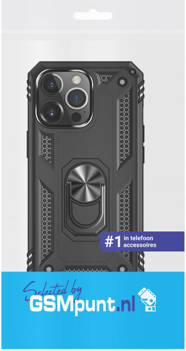 Apple iPhone 13 Pro Max Hoesje Hybride Kickstand Back Cover Zwart afbeelding 3