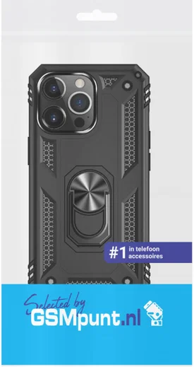 Apple iPhone 13 Pro Max Hoesje Hybride Kickstand Back Cover Zwart afbeelding 3