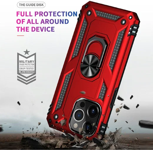 Apple iPhone 13 Pro Max Hoesje Hybride Kickstand Back Cover Rood afbeelding 4