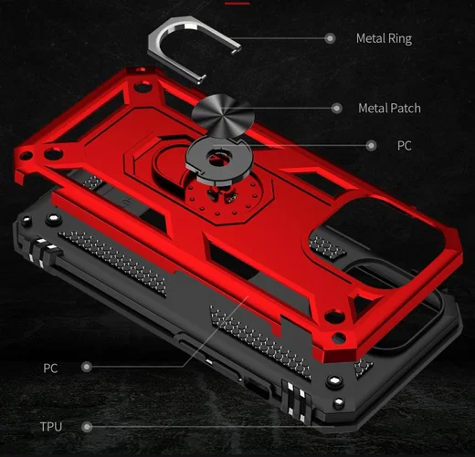 Apple iPhone 13 Pro Max Hoesje Hybride Kickstand Back Cover Rood afbeelding 5