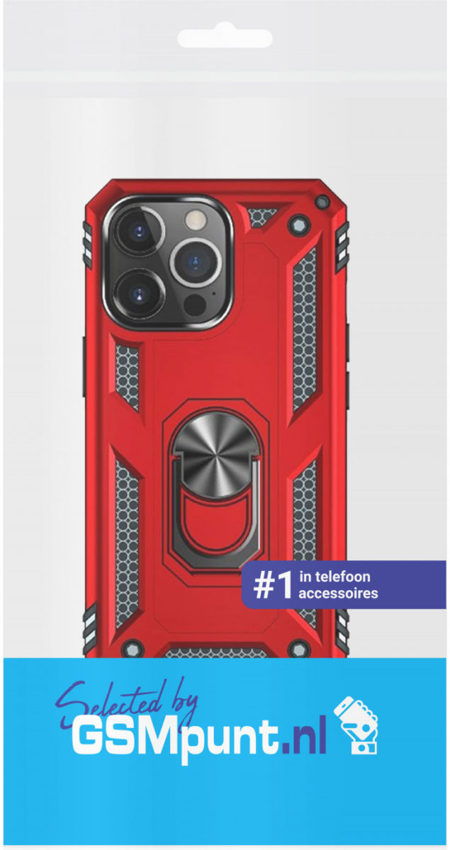 Apple iPhone 13 Pro Max Hoesje Hybride Kickstand Back Cover Rood afbeelding 3