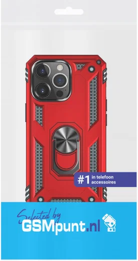 Apple iPhone 13 Pro Max Hoesje Hybride Kickstand Back Cover Rood afbeelding 3