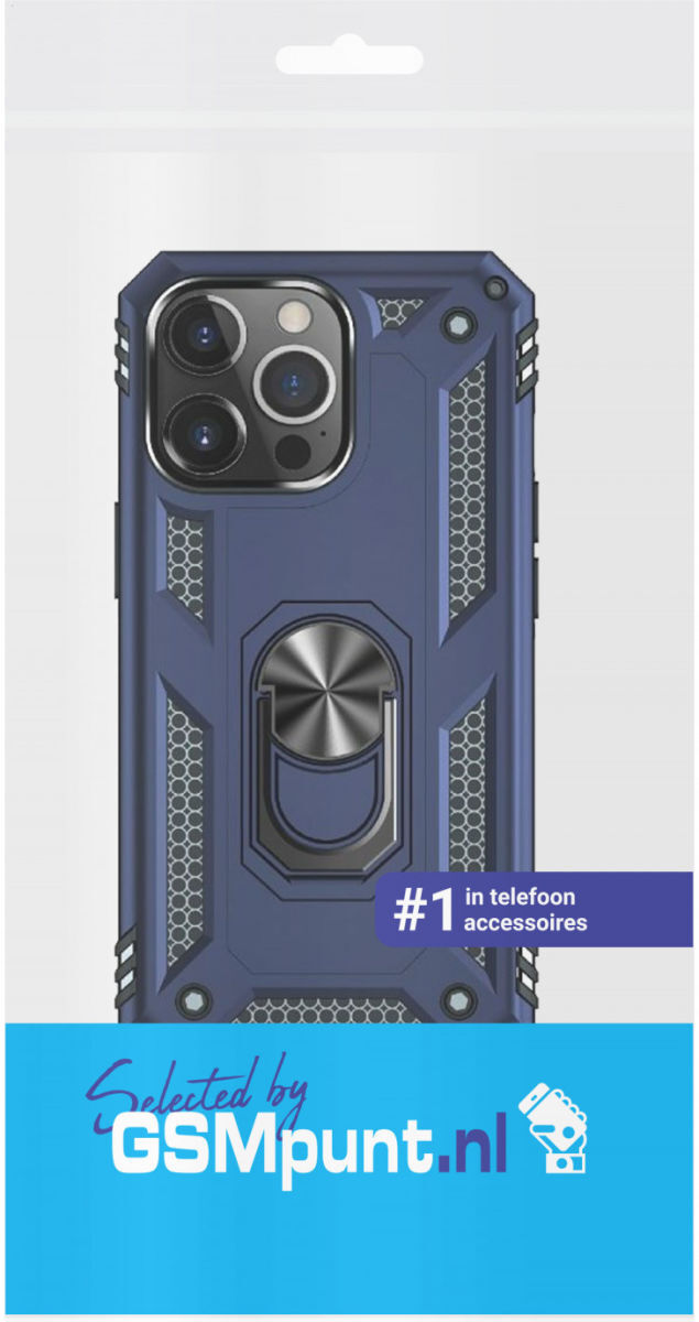 Apple iPhone 13 Pro Max Hoesje Hybride Kickstand Back Cover Blauw afbeelding 4