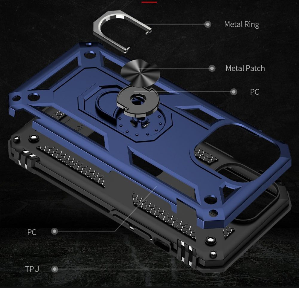 Apple iPhone 13 Pro Max Hoesje Hybride Kickstand Back Cover Blauw afbeelding 9