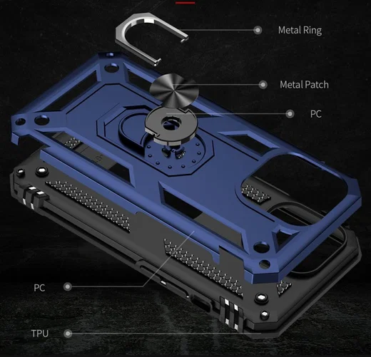 Apple iPhone 13 Pro Max Hoesje Hybride Kickstand Back Cover Blauw afbeelding 9
