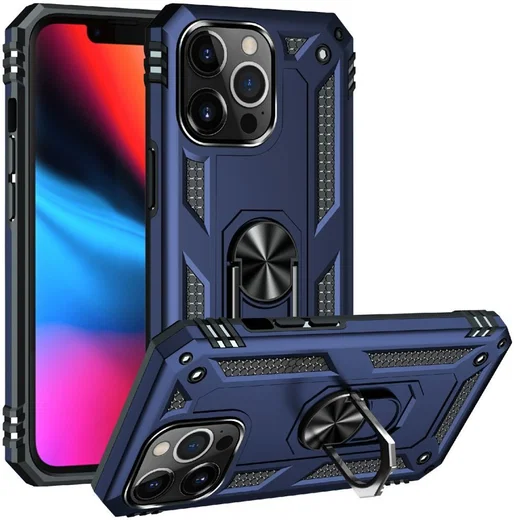 Apple iPhone 13 Pro Max Hoesje Hybride Kickstand Back Cover Blauw afbeelding 2