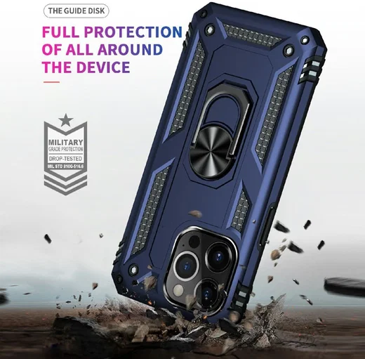 Apple iPhone 13 Pro Max Hoesje Hybride Kickstand Back Cover Blauw afbeelding 5