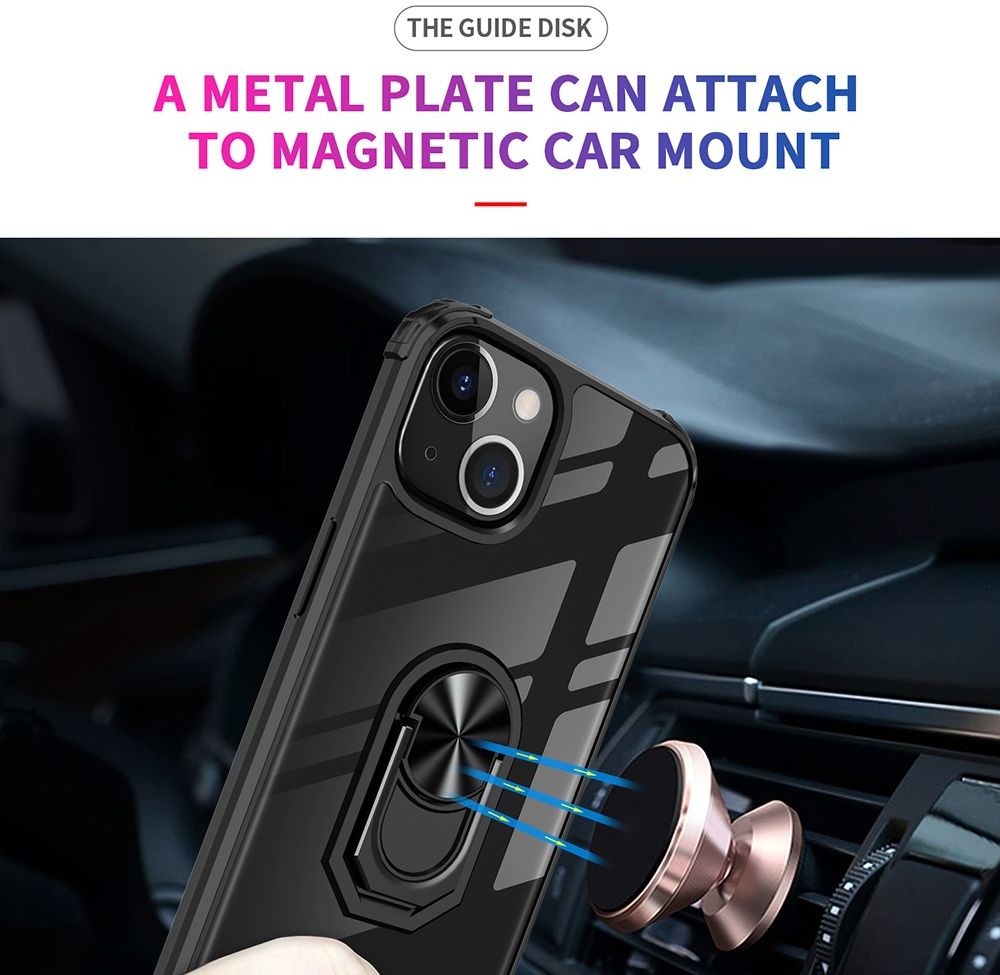 Apple iPhone 13 Mini Hoesje Hybride Kickstand Cover Transparant/Zwart afbeelding 5