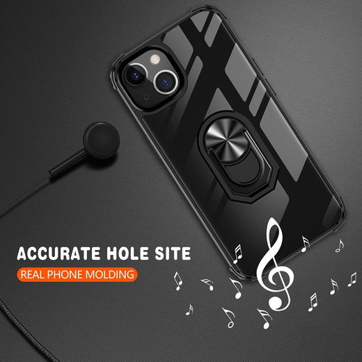 Apple iPhone 13 Mini Hoesje Hybride Kickstand Cover Transparant/Zwart afbeelding 6