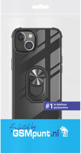 Apple iPhone 13 Hoesje Hybride Kickstand Back Cover Zwart/Zilver afbeelding 2