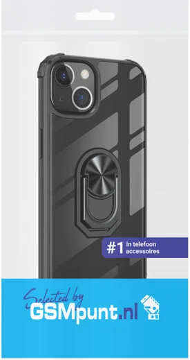Apple iPhone 13 Hoesje Hybride Kickstand Back Cover Transparant/Zwart afbeelding 2