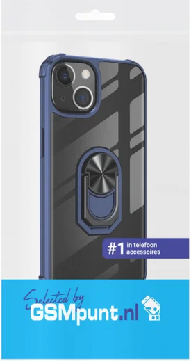 Apple iPhone 13 Hoesje Hybride Kickstand Back Cover Transparant/Blauw afbeelding 2